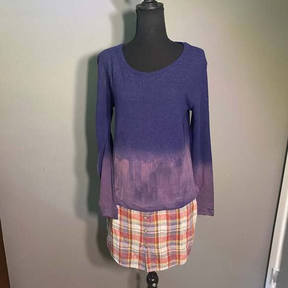 Purple, Blue and Pink Ombre Dyed Women's Thermal Dress by Aratta Size S/M NWT - Picture 1 of 3